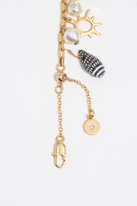 Matte gold pearl and seashell bracelet