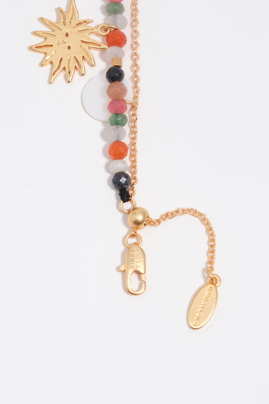 Brushed gold sun and moon double bracelet