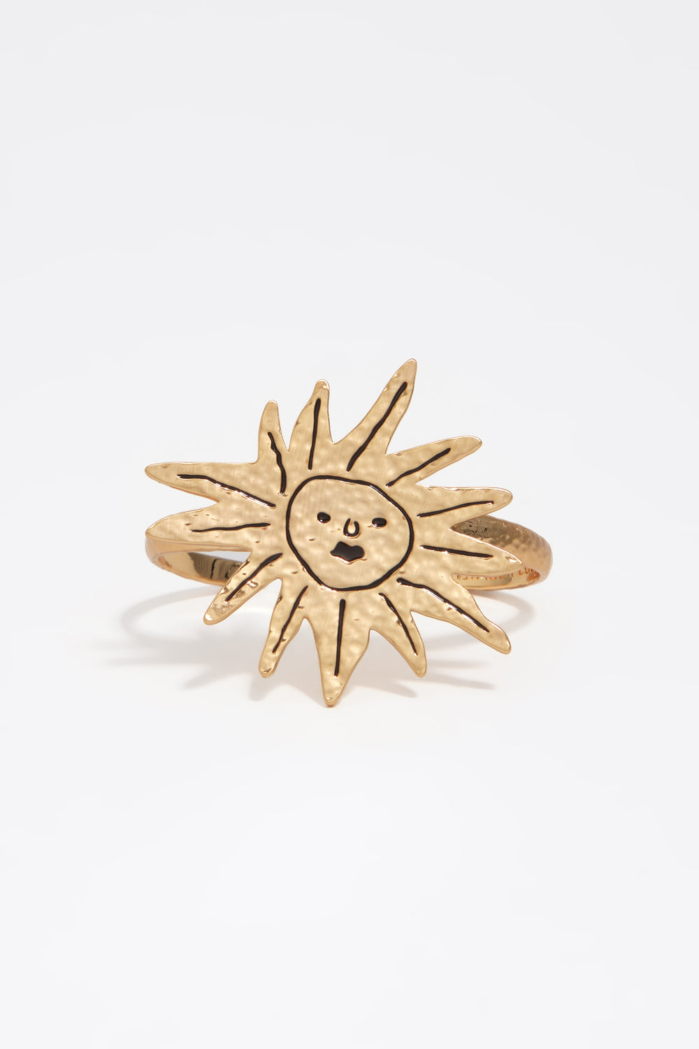 Sun bracelet with brushed gold texture