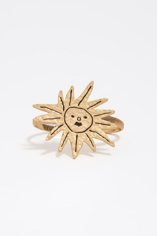 Sun bracelet with brushed gold texture