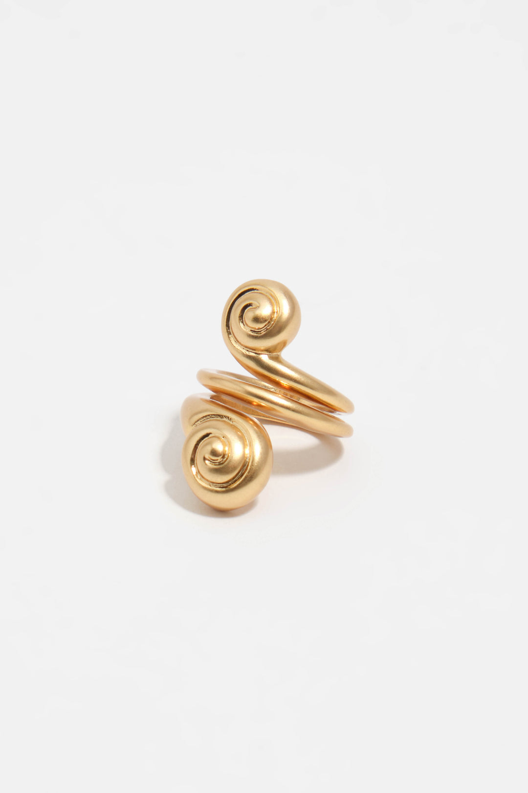 Matte gold spiral seashell ring