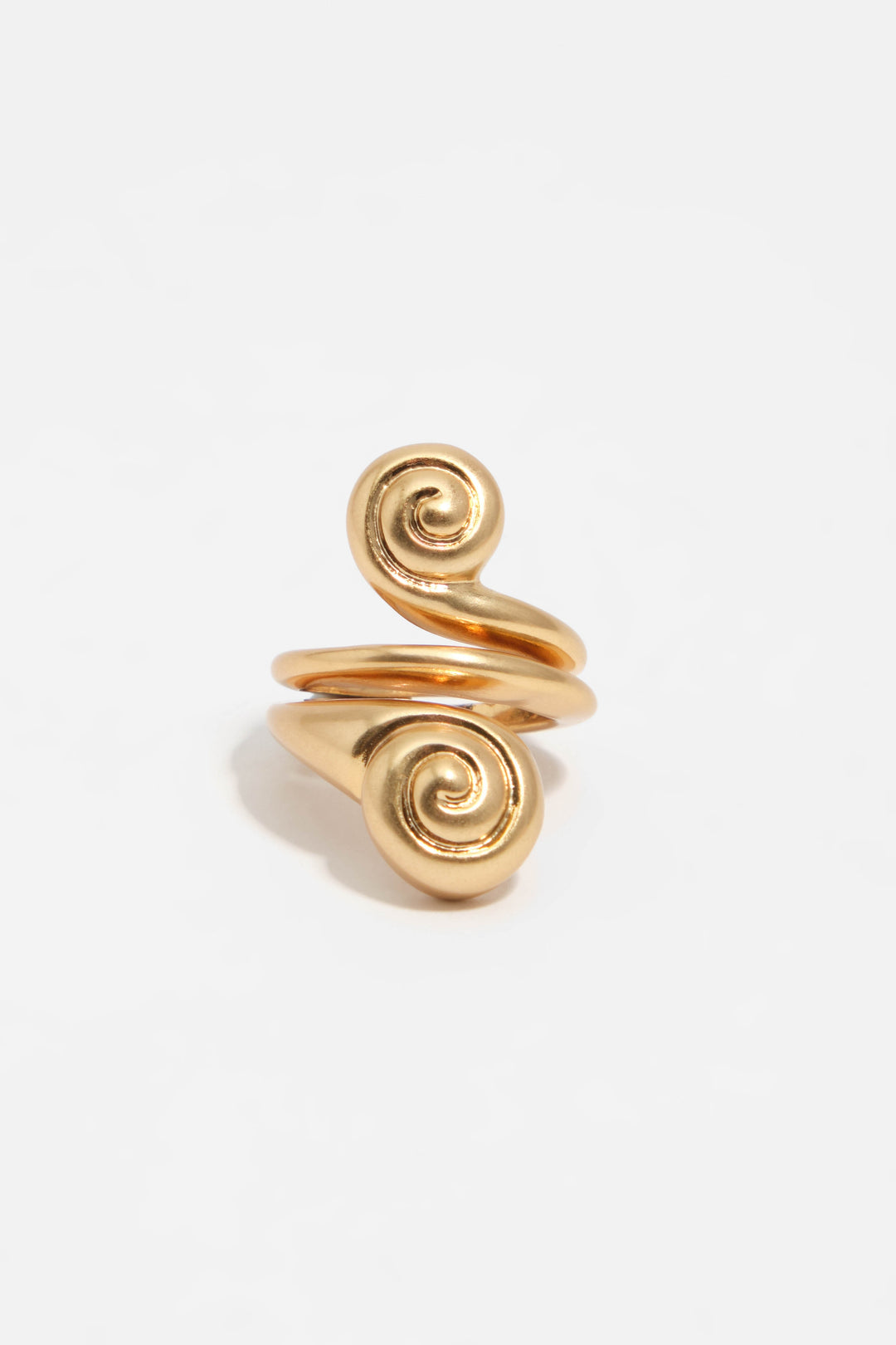 Matte gold spiral seashell ring