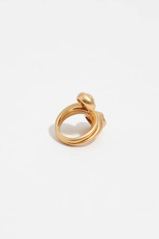 Matte gold spiral seashell ring