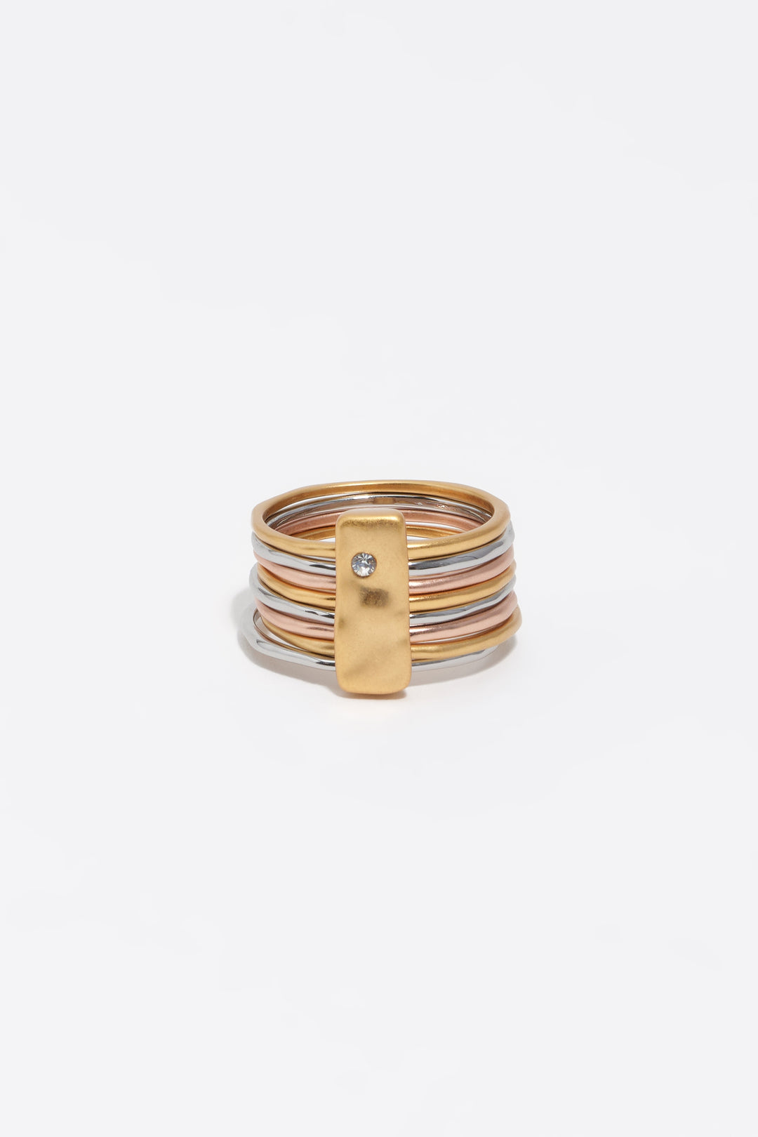 Three-tone textured ring