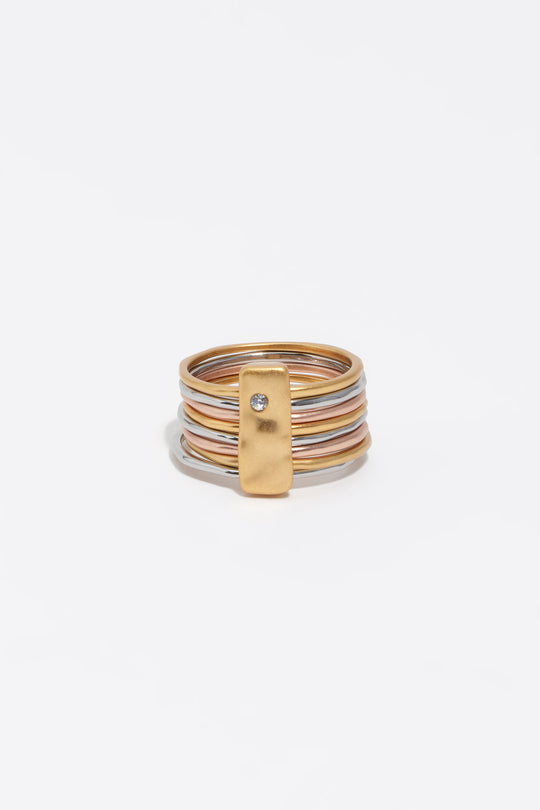 Three-tone textured ring