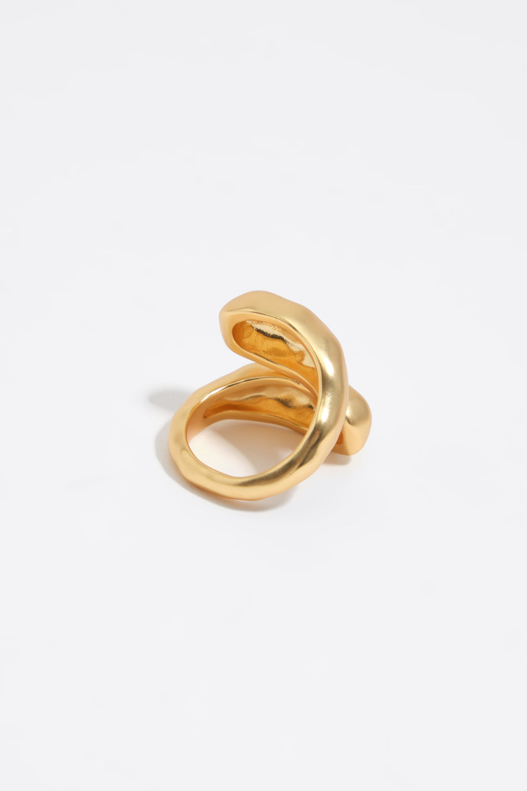 Matte gold textured criss-cross ring