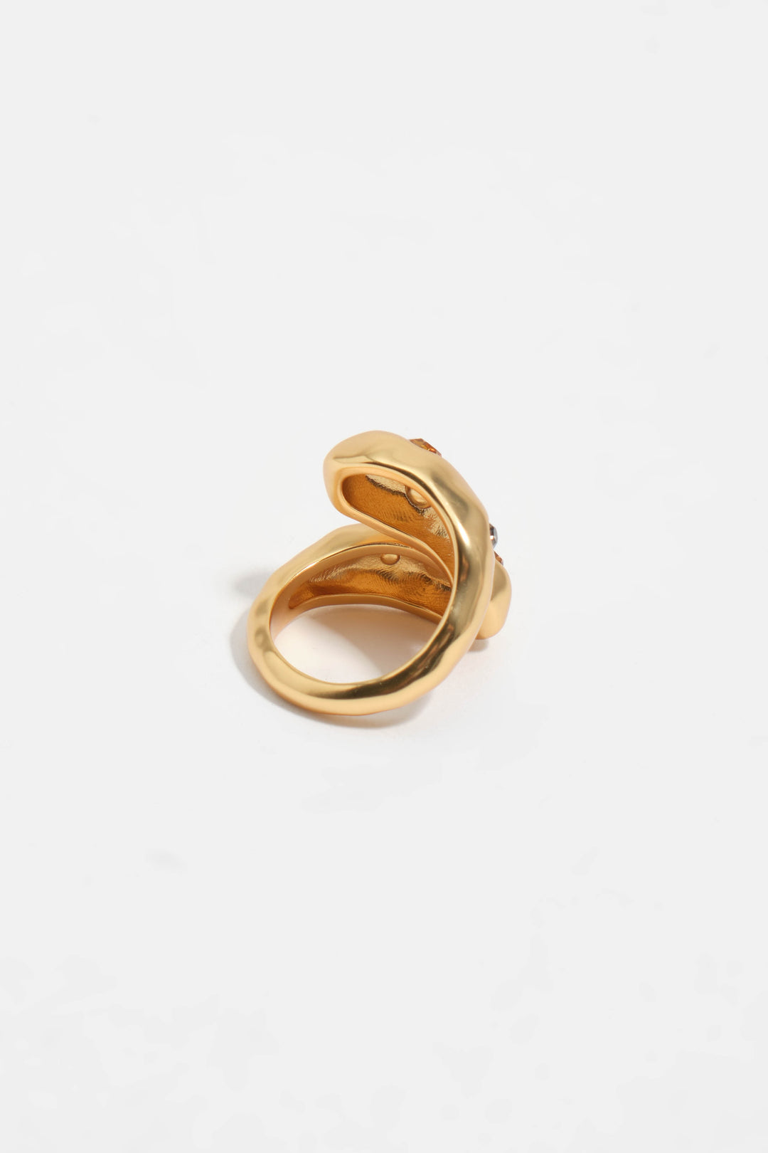 Matte gold textured criss-crossed crystals ring