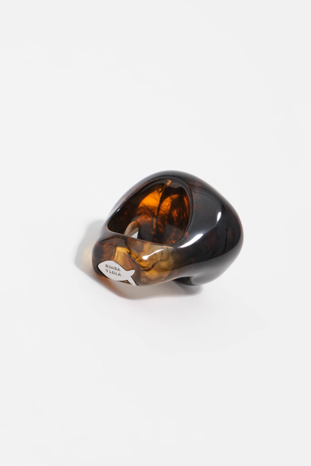 Amber resin seashell ring