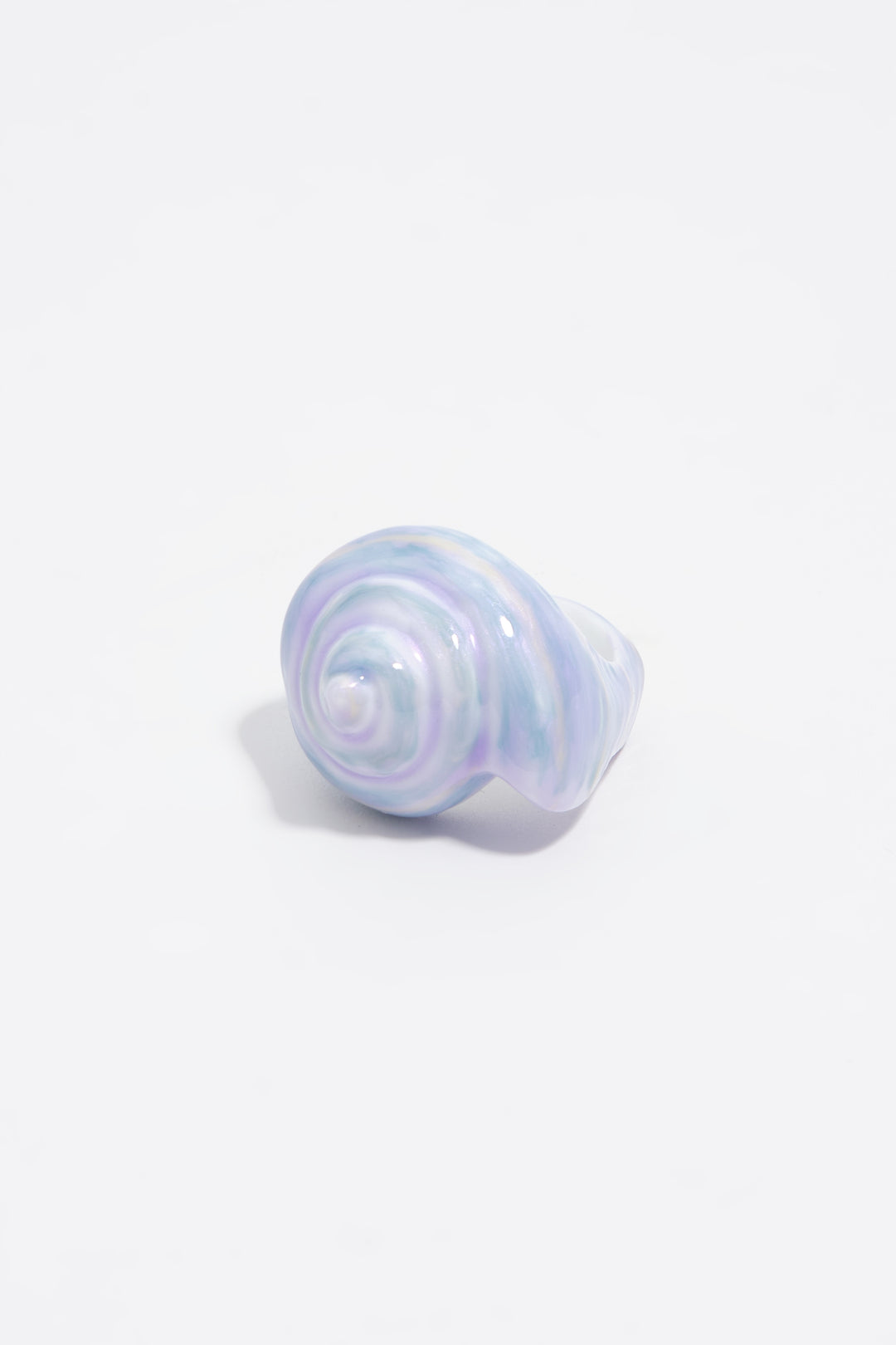 Blue enameled resin seashell ring
