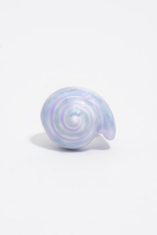 Blue enameled resin seashell ring