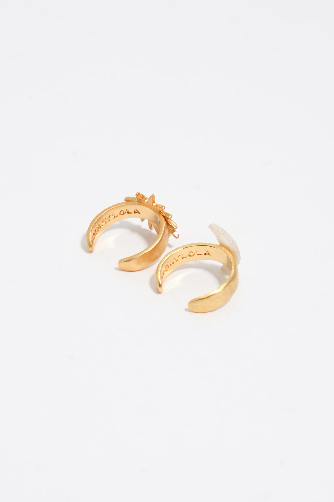 Set of 2 mini sun and moon rings with mother-of-pearl