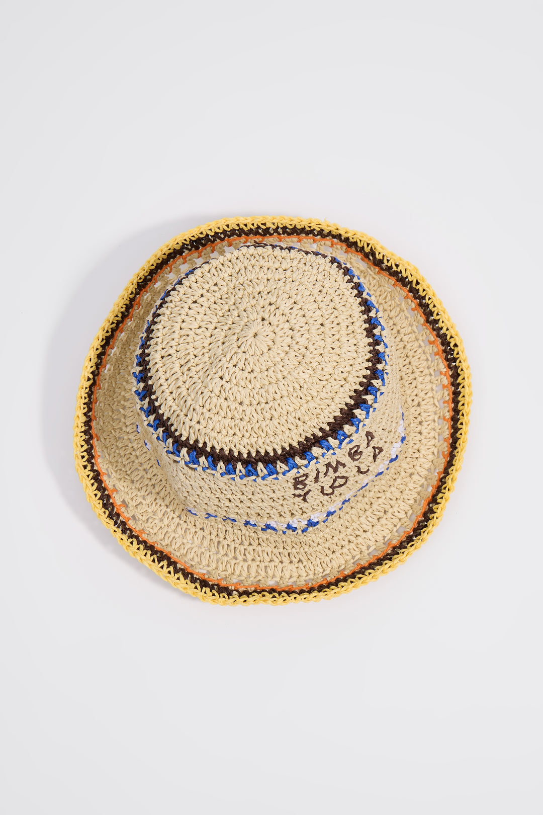 Natural and multicolor strips paper raffia hat