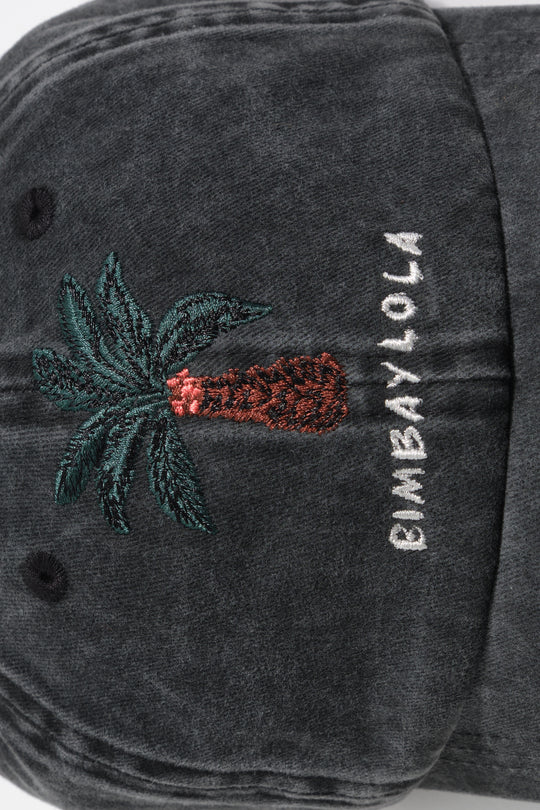 Washed black palm tree cotton cap