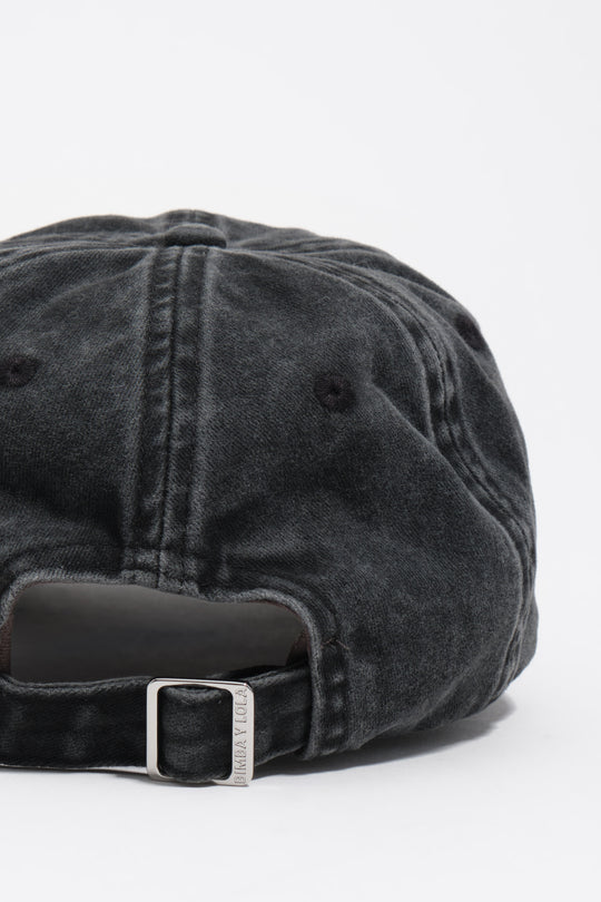 Washed black palm tree cotton cap