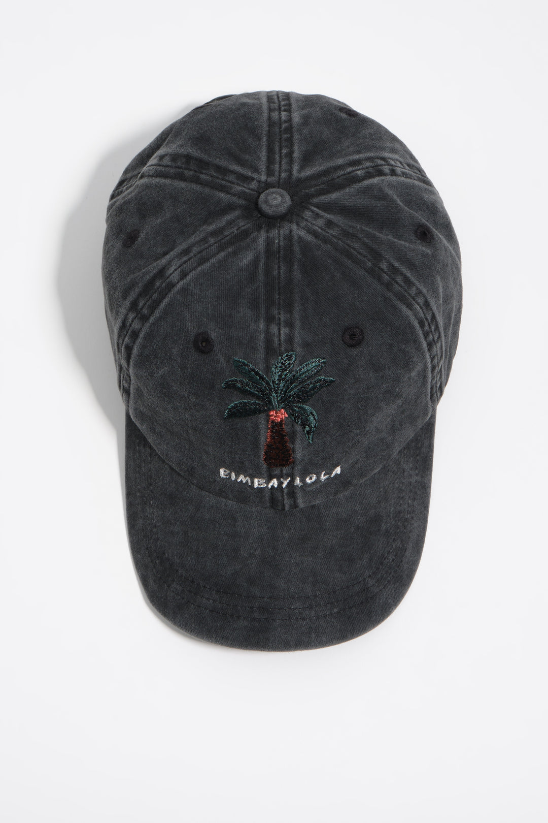 Washed black palm tree cotton cap