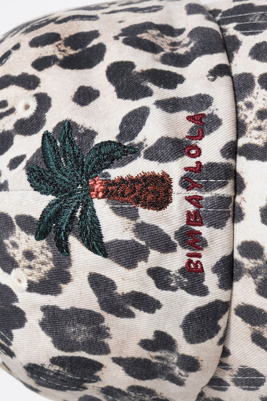 Washed cotton leopard palm tree cotton cap