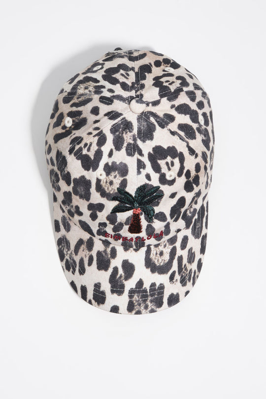 Washed cotton leopard palm tree cotton cap
