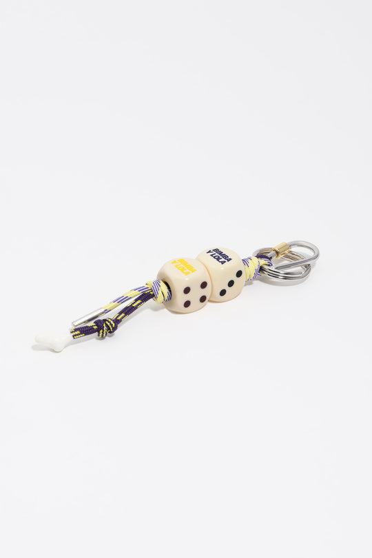 Resin and cord dice key ring
