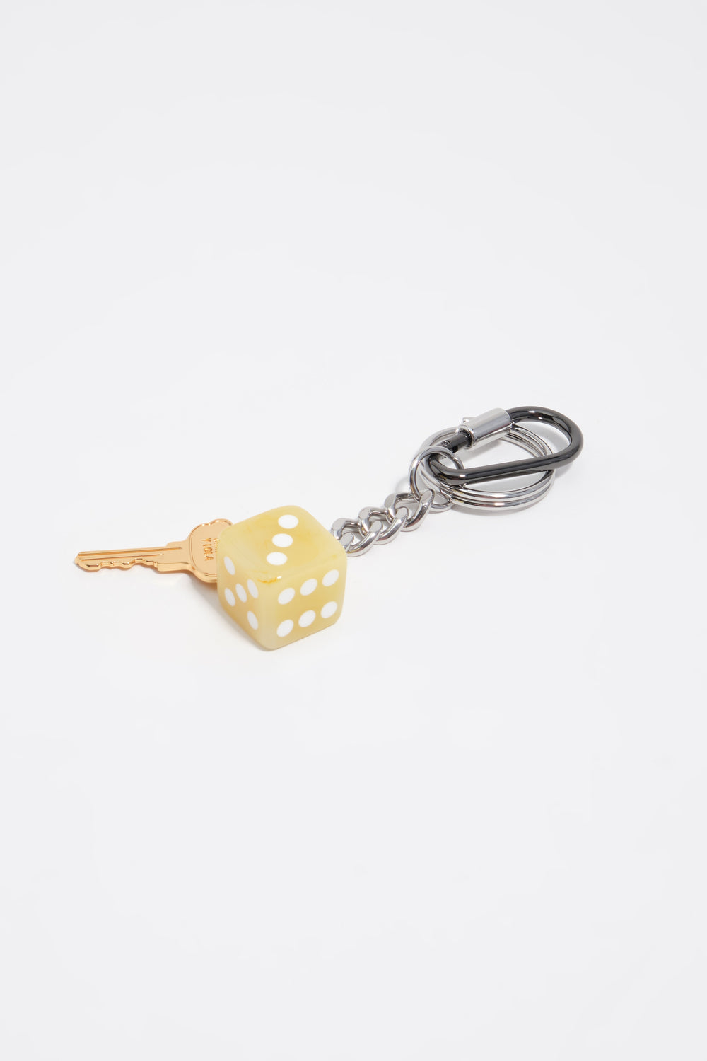 Resin die key ring and metal key