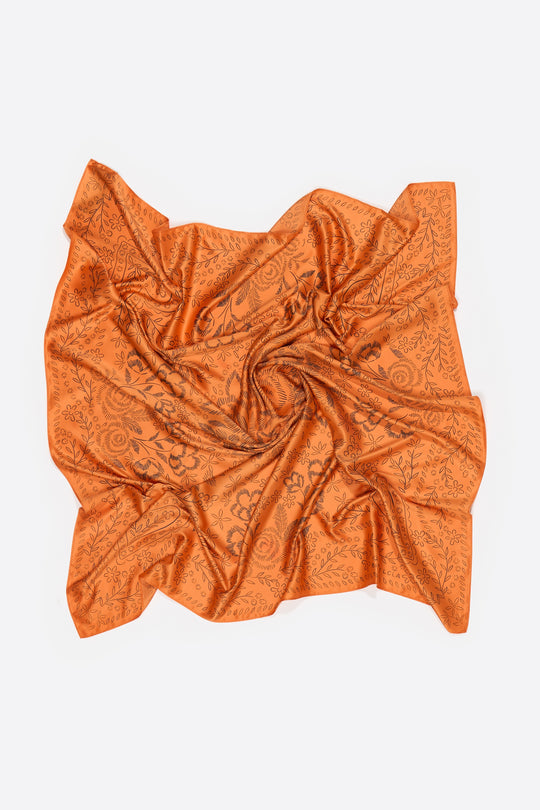 Orange brushstroke flowers scarf