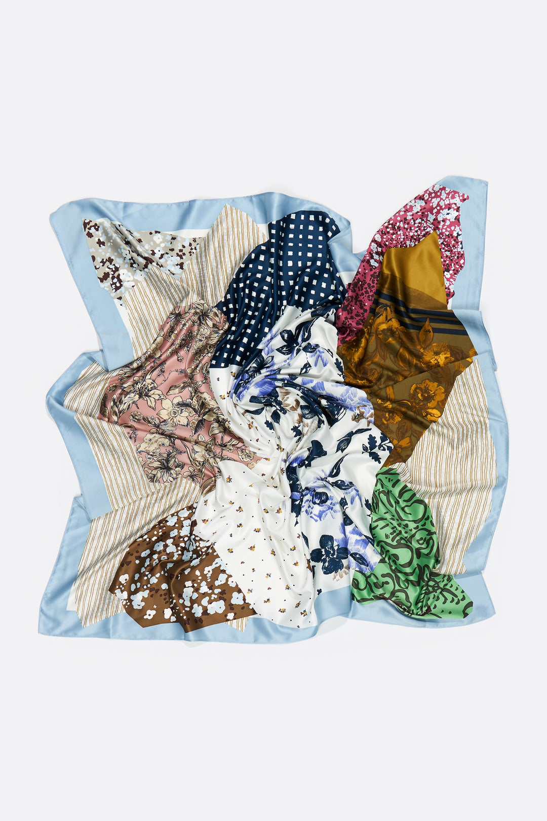 Blue collage print scarf