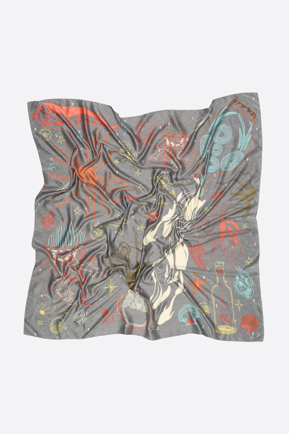 Anthracite scarf with nautical motifs