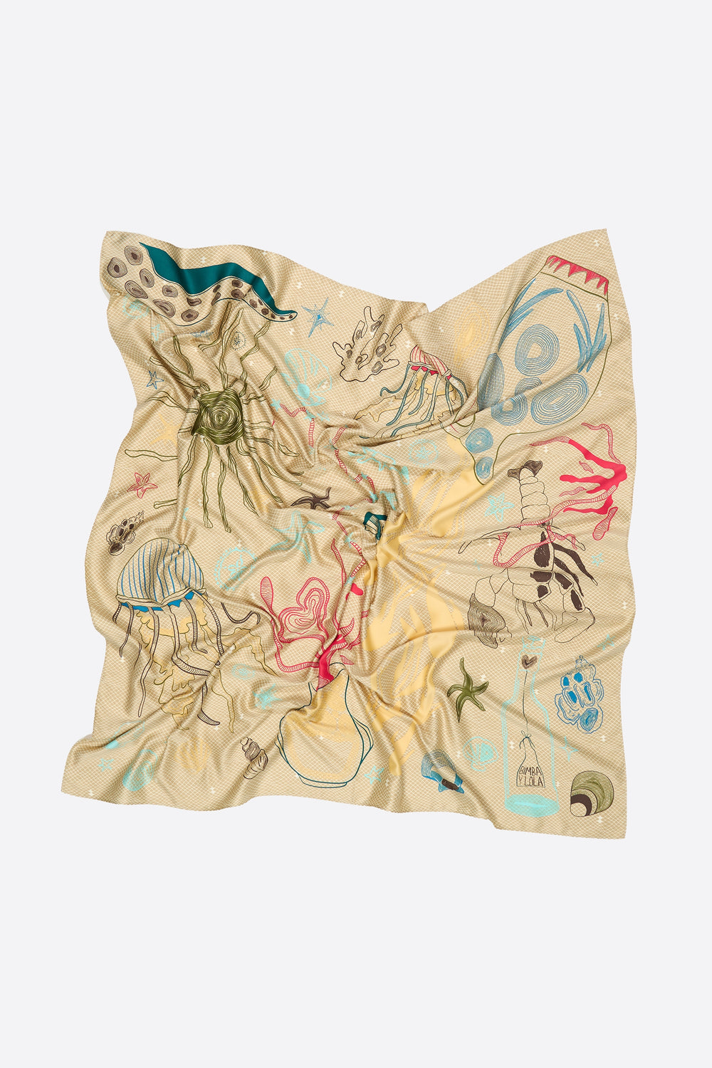 Beige scarf with nautical motifs