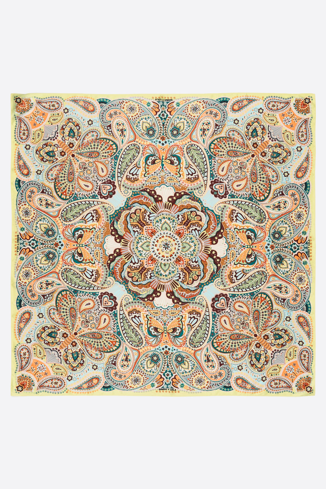 Yellow paisley and butterflies scarf