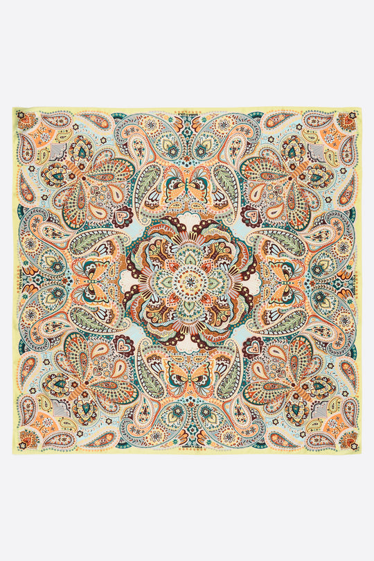 Yellow paisley and butterflies scarf