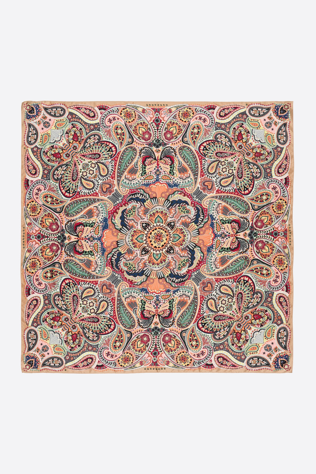 Fuchsia paisley and butterflies scarf