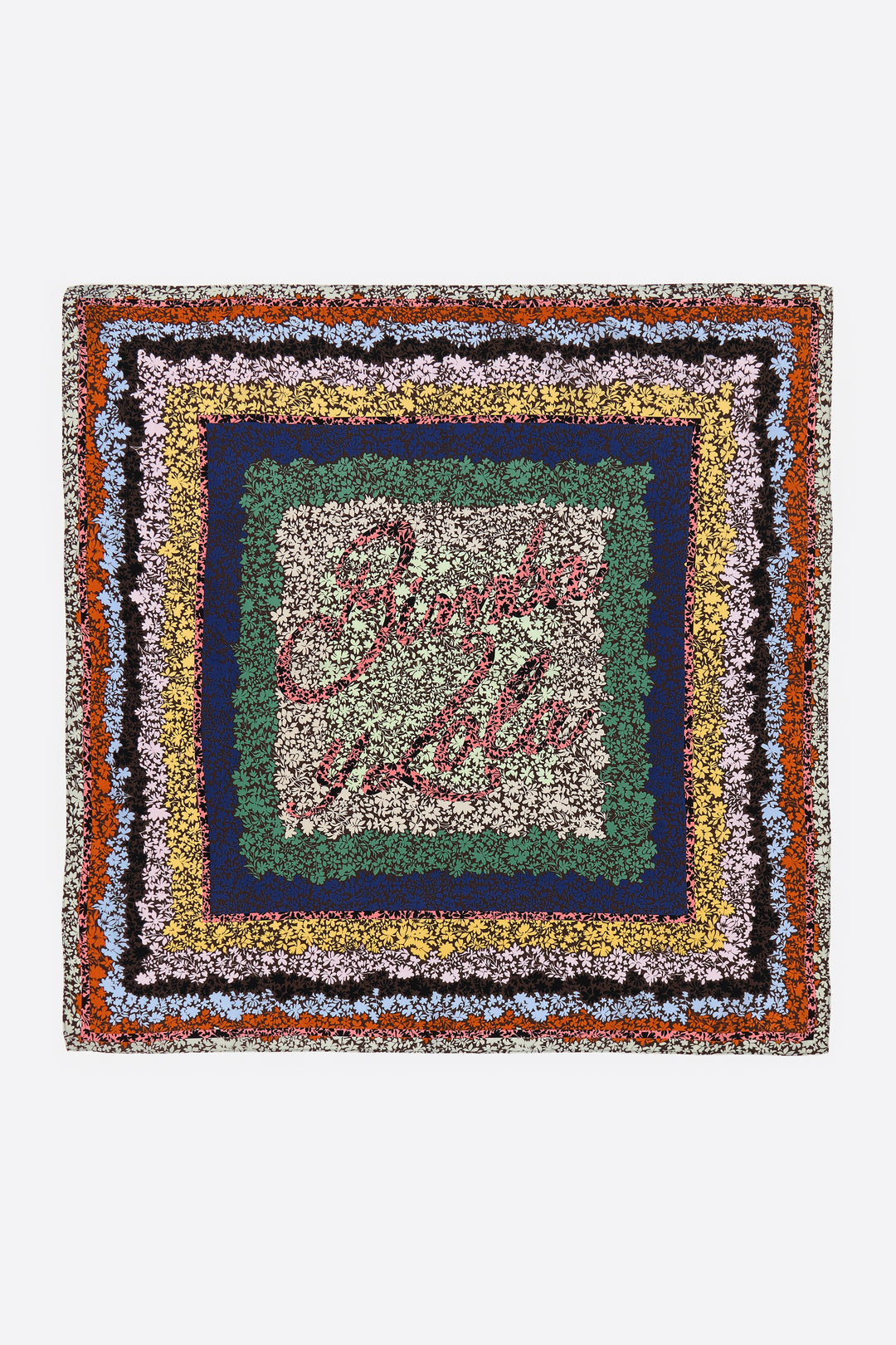 Brown flowers and logo scarf