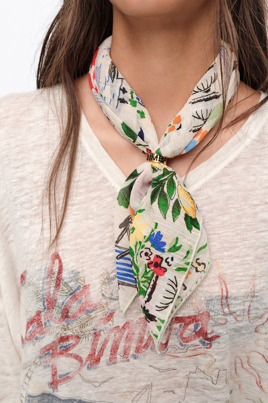 Off-white mosaic scarf bag charm