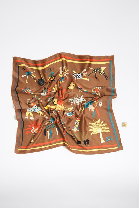 Brown island party scarf bag charm