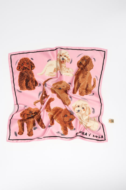 Pink poodle scarf bag charm