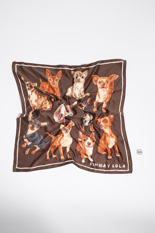 Brown Chihuahuas scarf bag charm