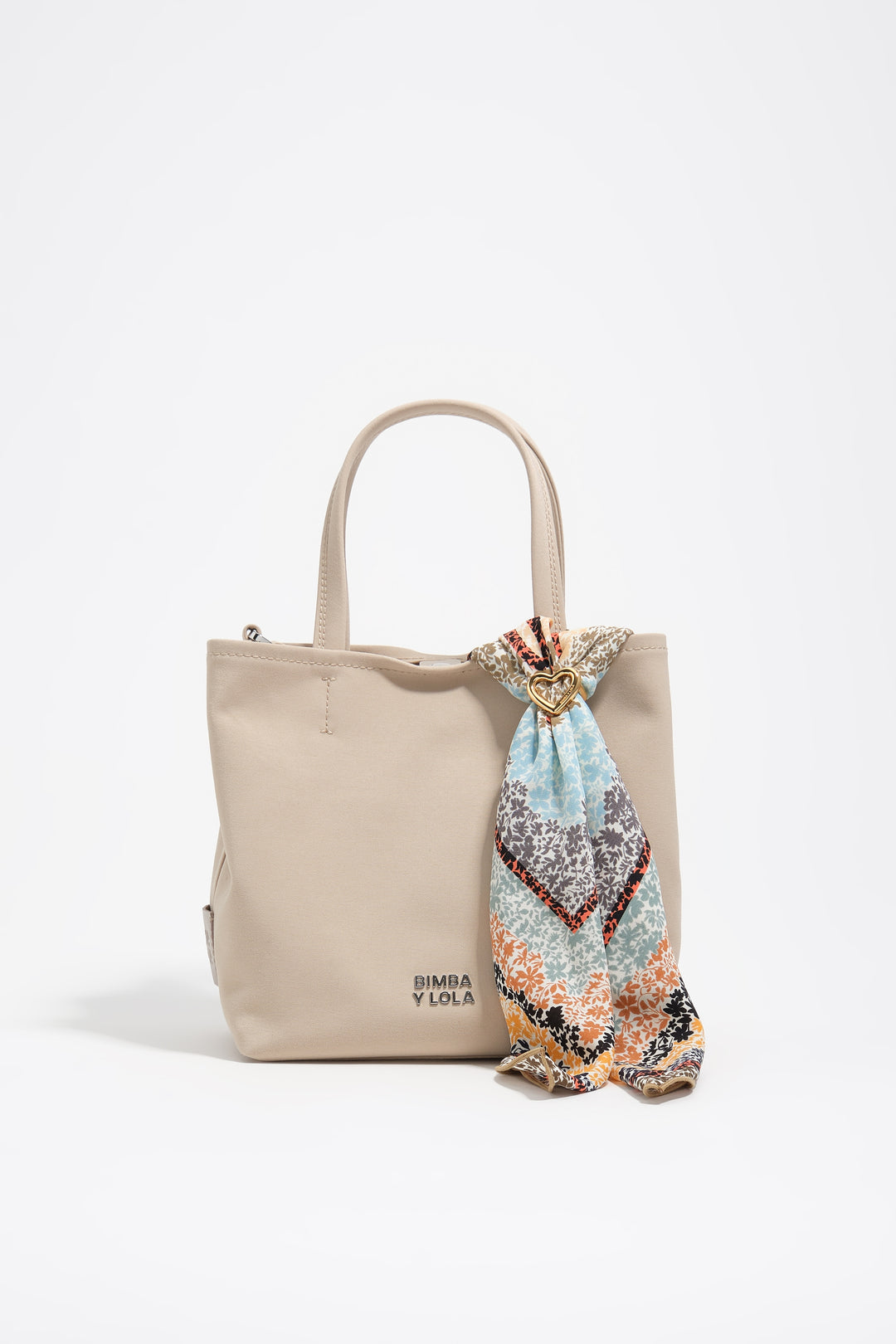 Floral scarf bag charm with white logo