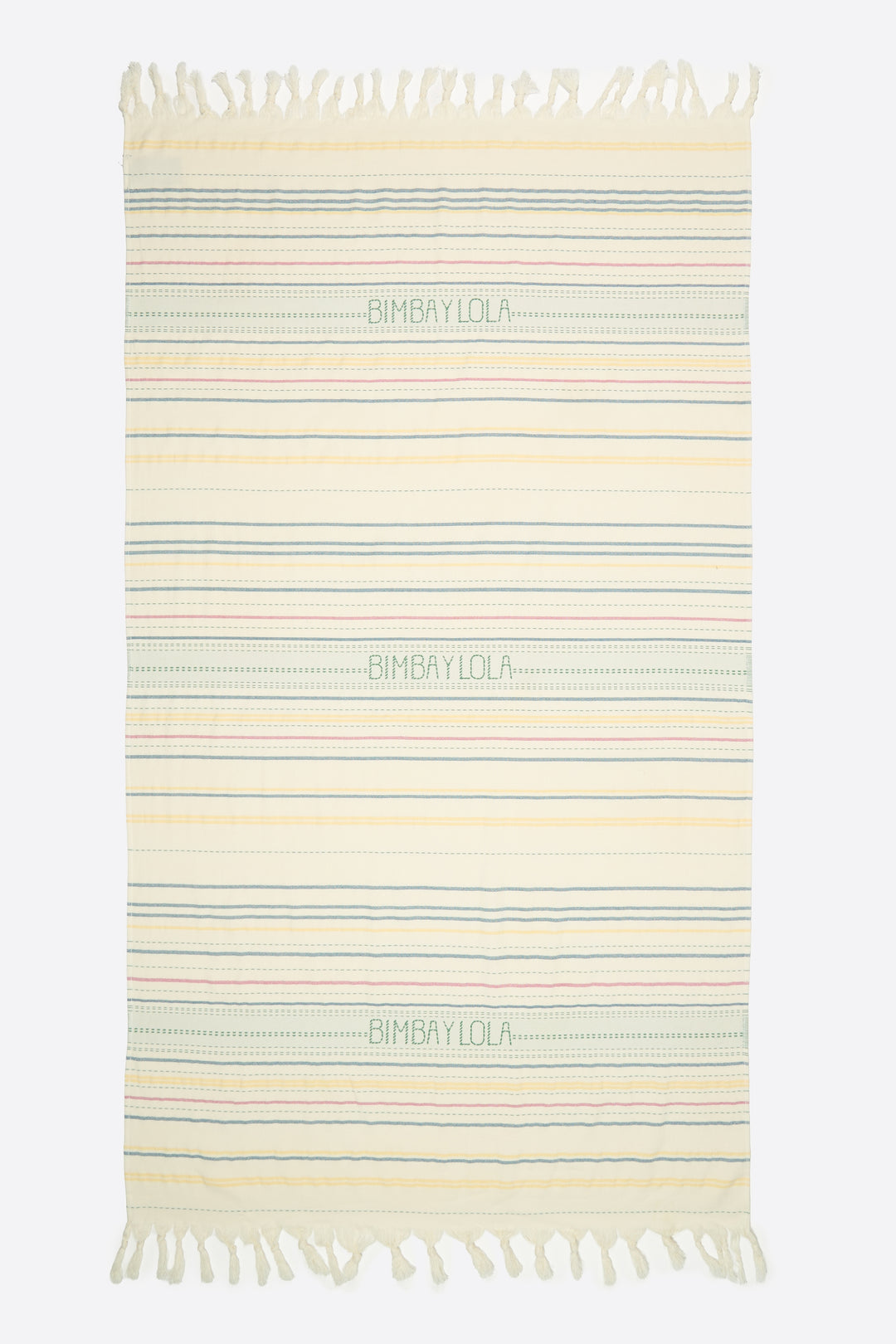 Towel with embroidered stripe design