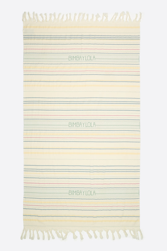 Towel with embroidered stripe design