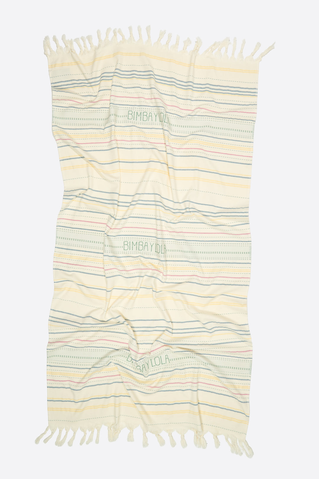Towel with embroidered stripe design
