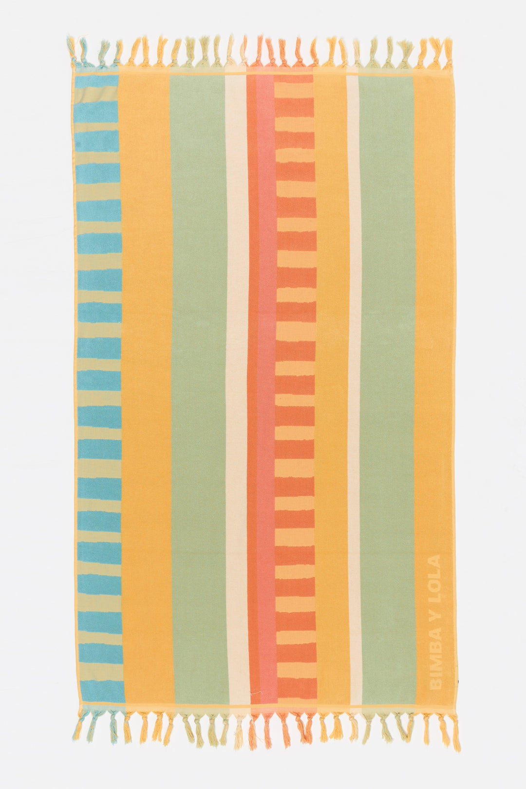 Green striped towel with horizontal and vertical pattern