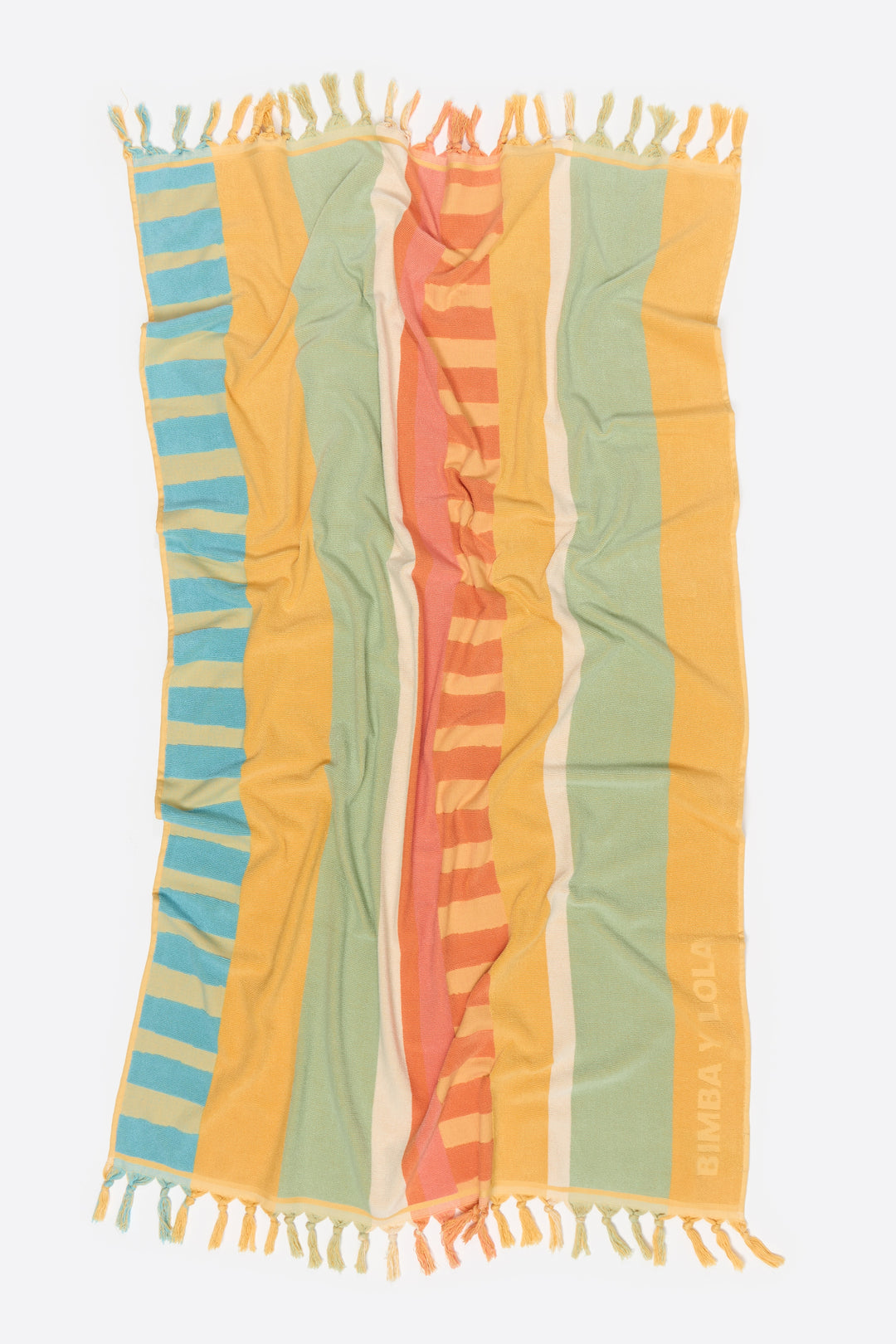 Green striped towel with horizontal and vertical pattern