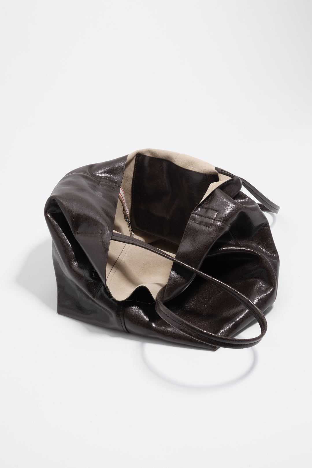 Large dark chocolate leather shopper bag