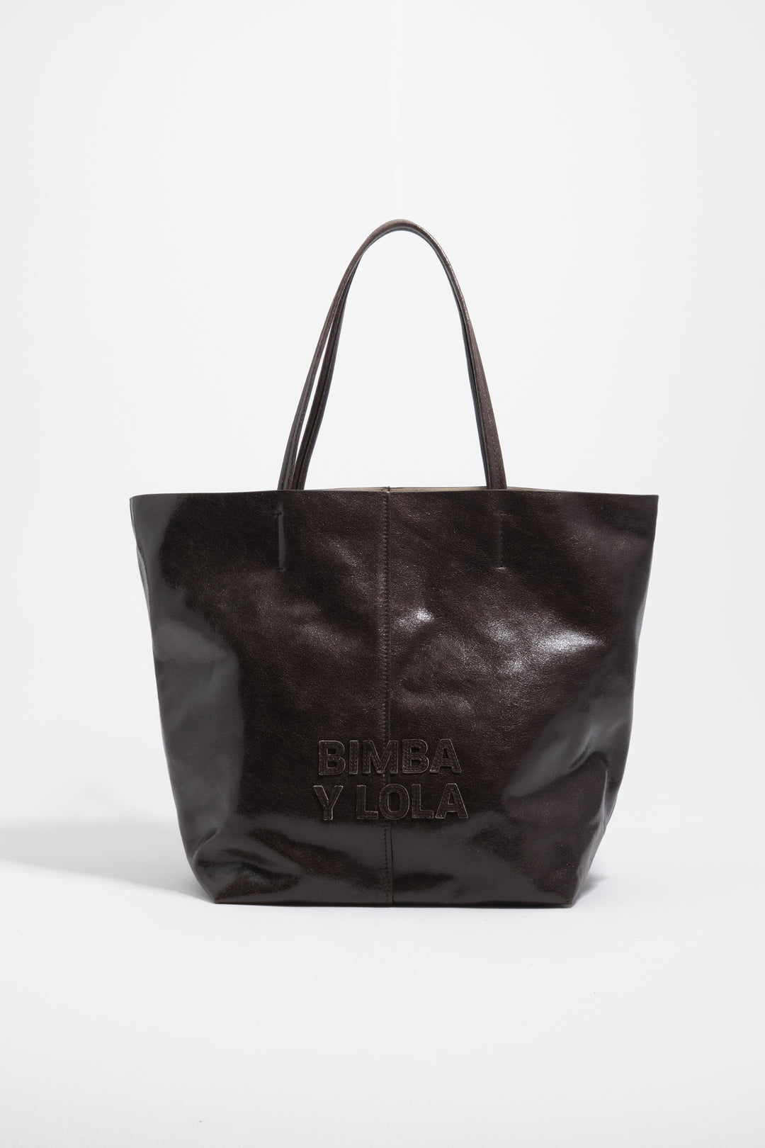 Large dark chocolate leather shopper bag