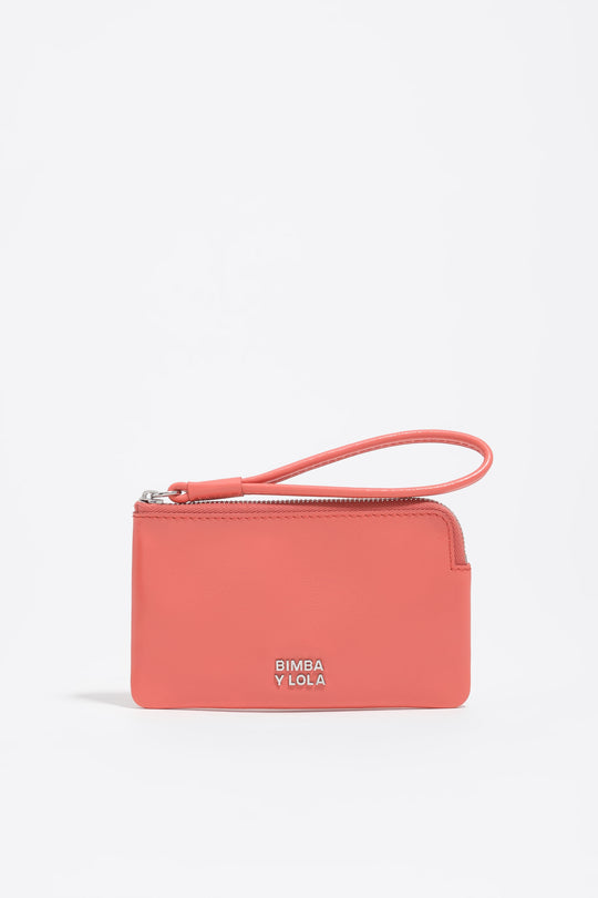 Coral leather coin purse