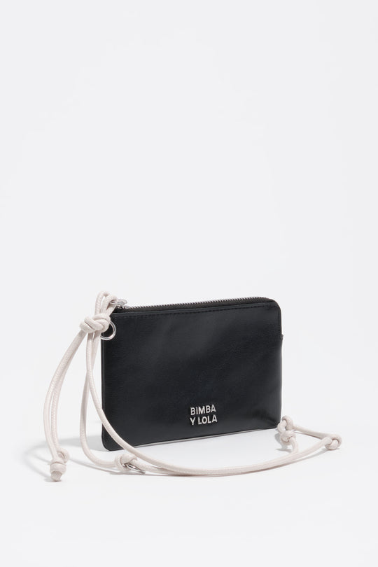 Small black leather coin purse
