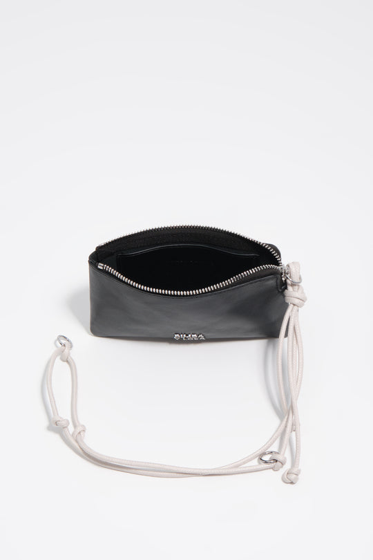 Small black leather coin purse