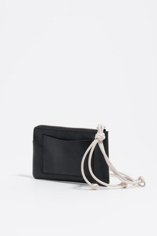 Small black leather coin purse