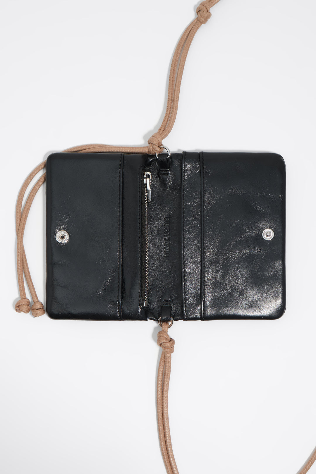 Small black leather flap purse
