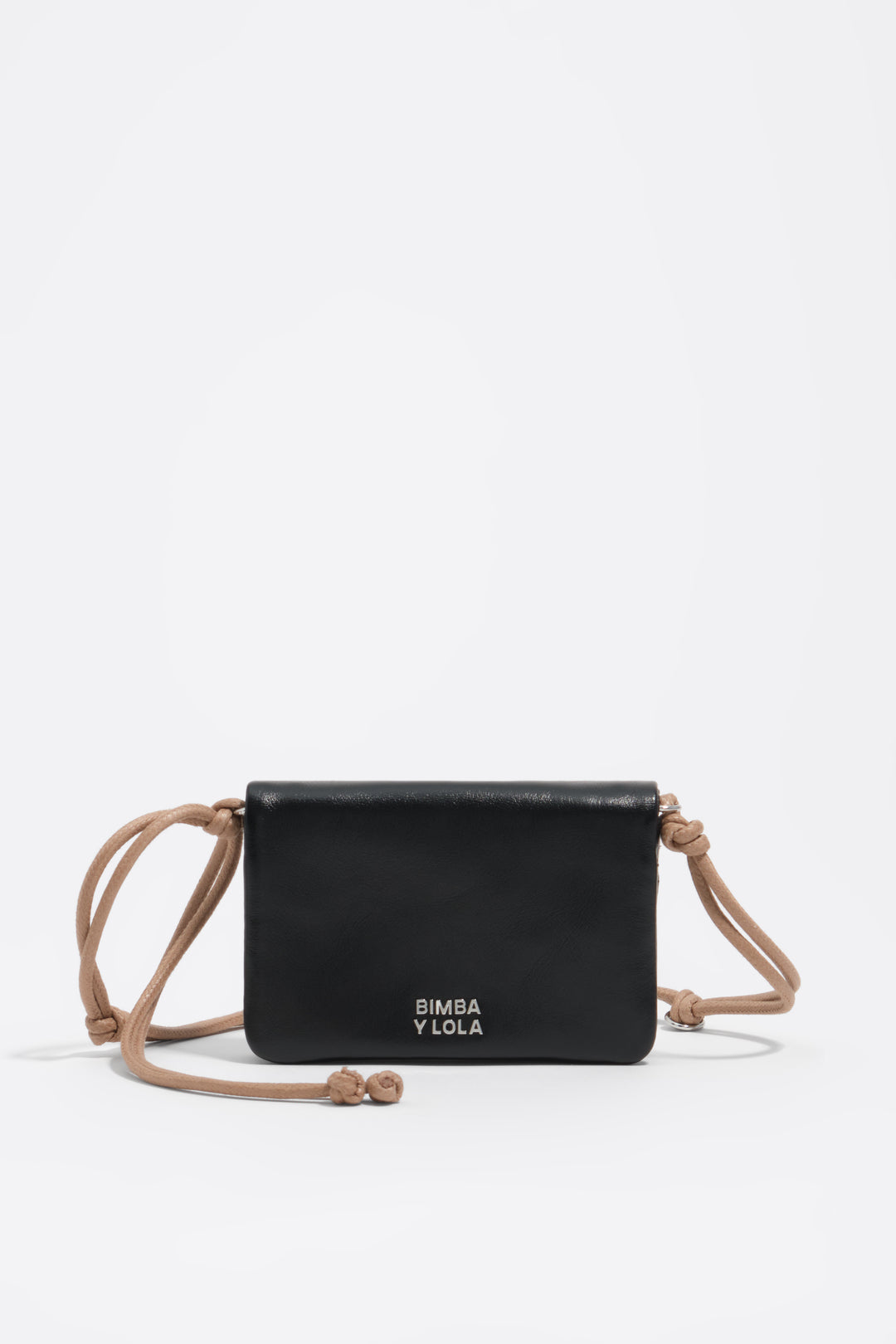 Small black leather flap purse