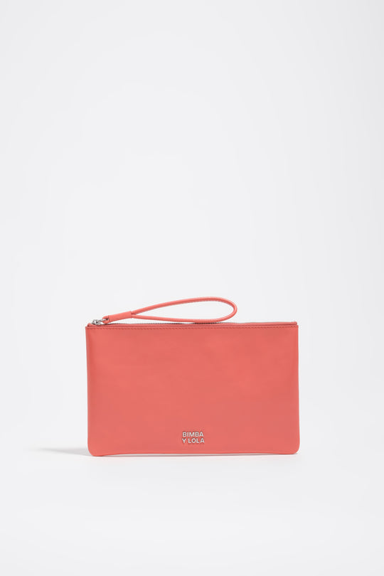 Coral leather make-up case